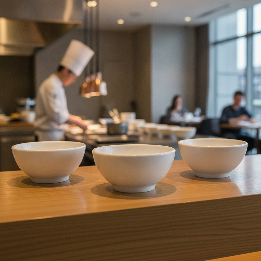 Melamine White Round Bowl 130mm for Buffet Service