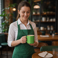 Straight-Sided Mugs 340ml Green Ceramic for Coffee Shops (Pack of 12)