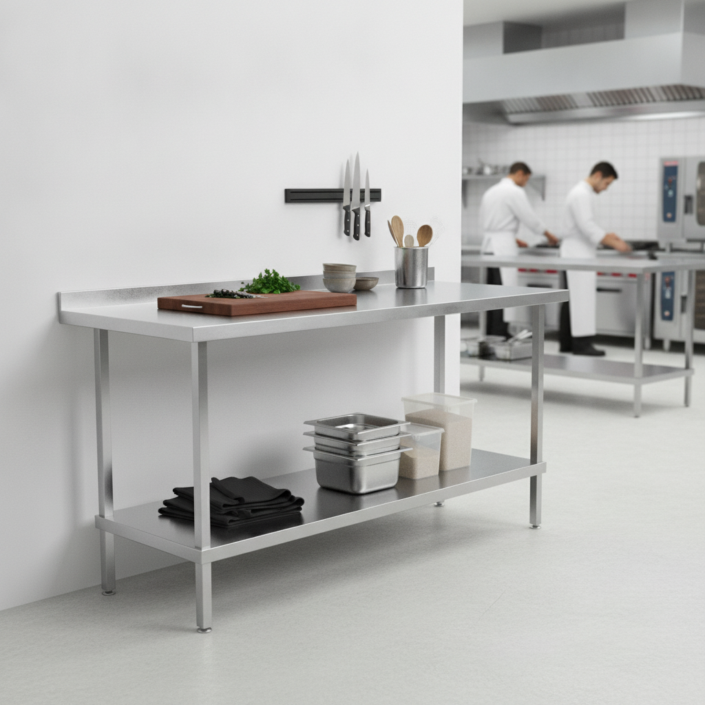 304 Stainless Steel Wall Table 650mm for Commercial Kitchens