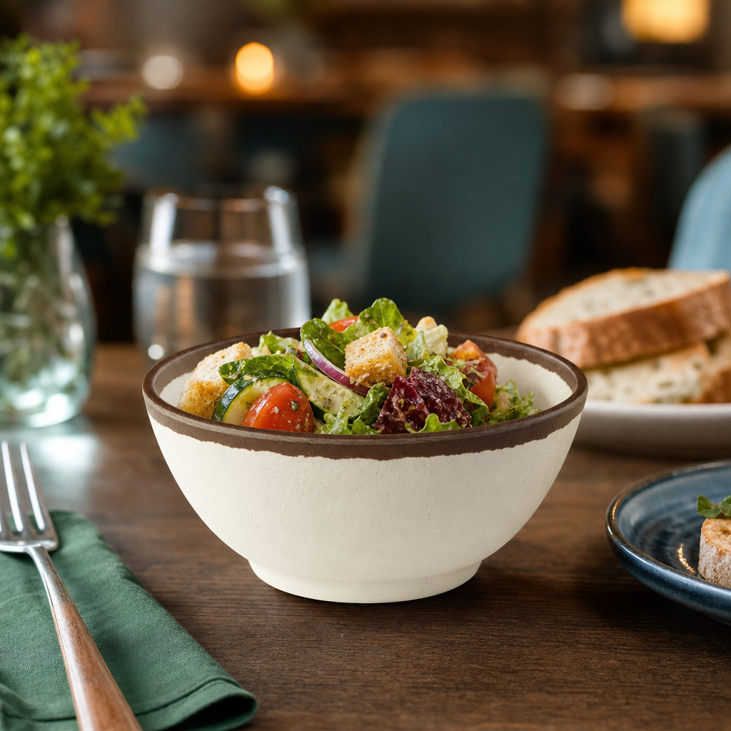 Melamine Crocker Bowl 125mm in Cream for Food Service
