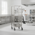 Stainless Steel Double Gastronorm Racking Trolley for Commercial Use
