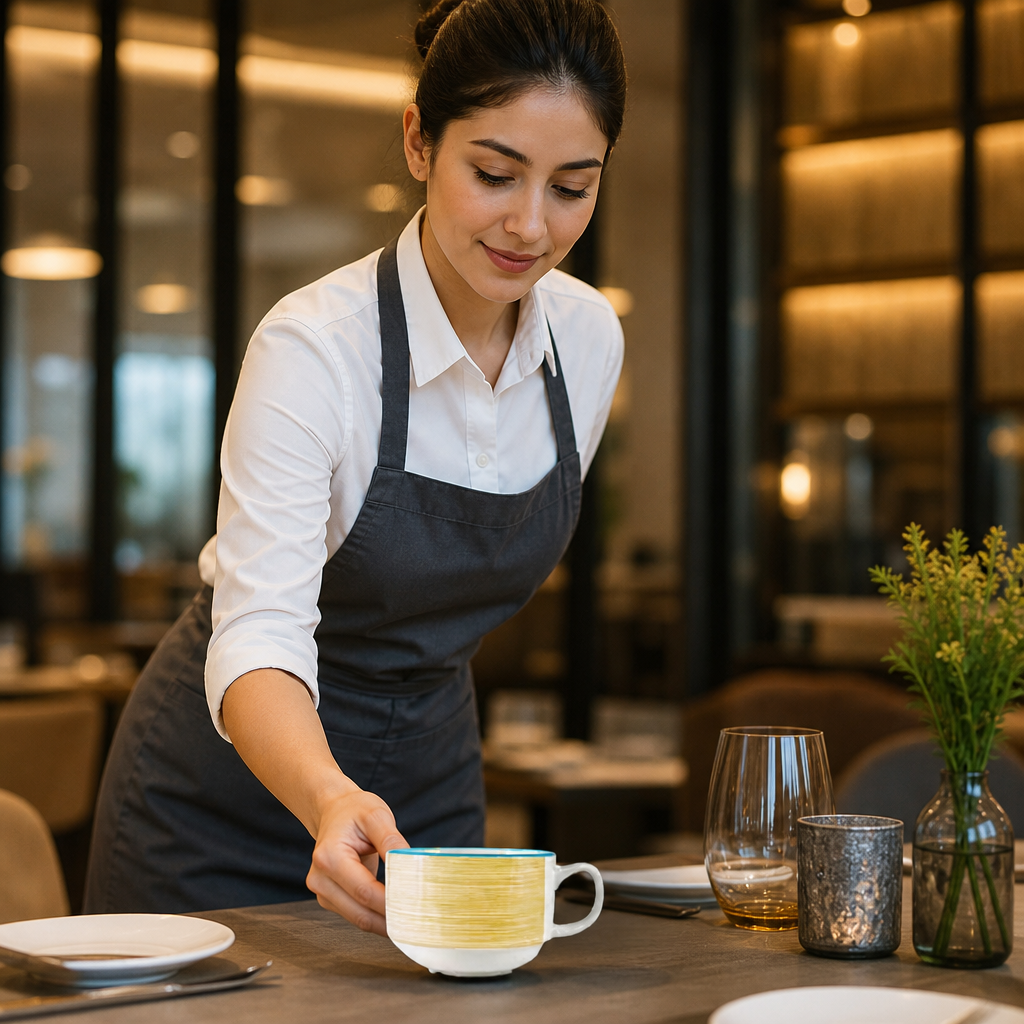 Slimline Stacking Cups Alumina 200ml Yellow Ceramic for Cafés (Pack of 36)