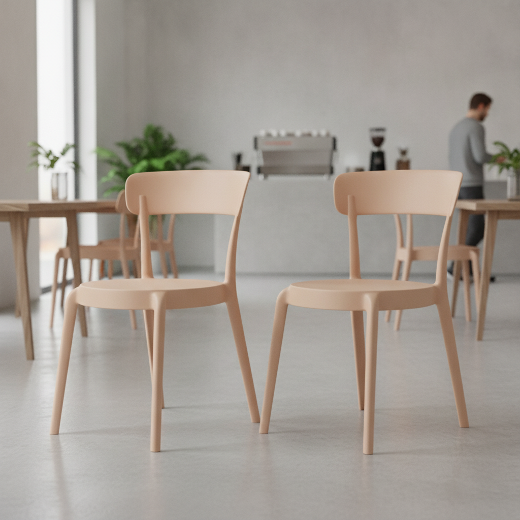 Polypropylene Café Chairs in Light Nude Pink 794mm for Indoor & Outdoor Use (Pack of 2)
