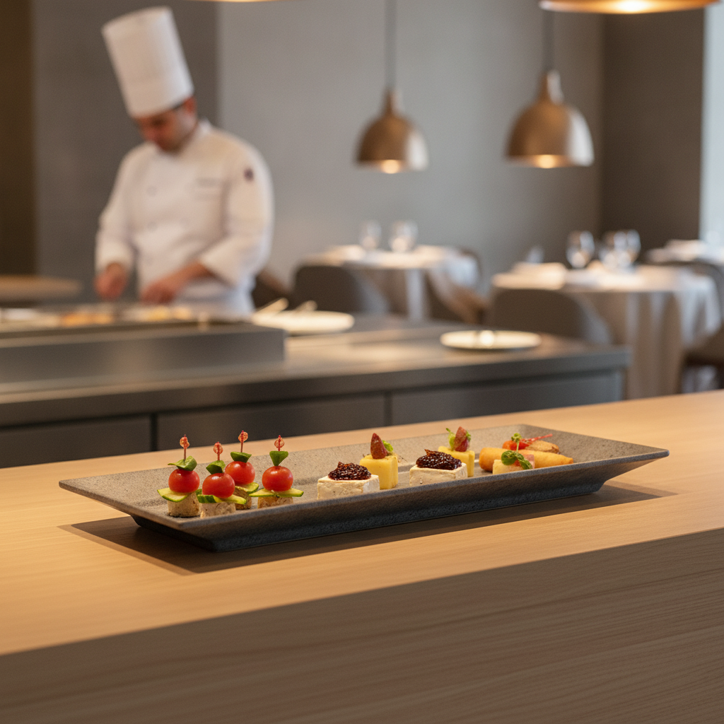 Melamine Grey Buffet Tray 530mm for Catering Events