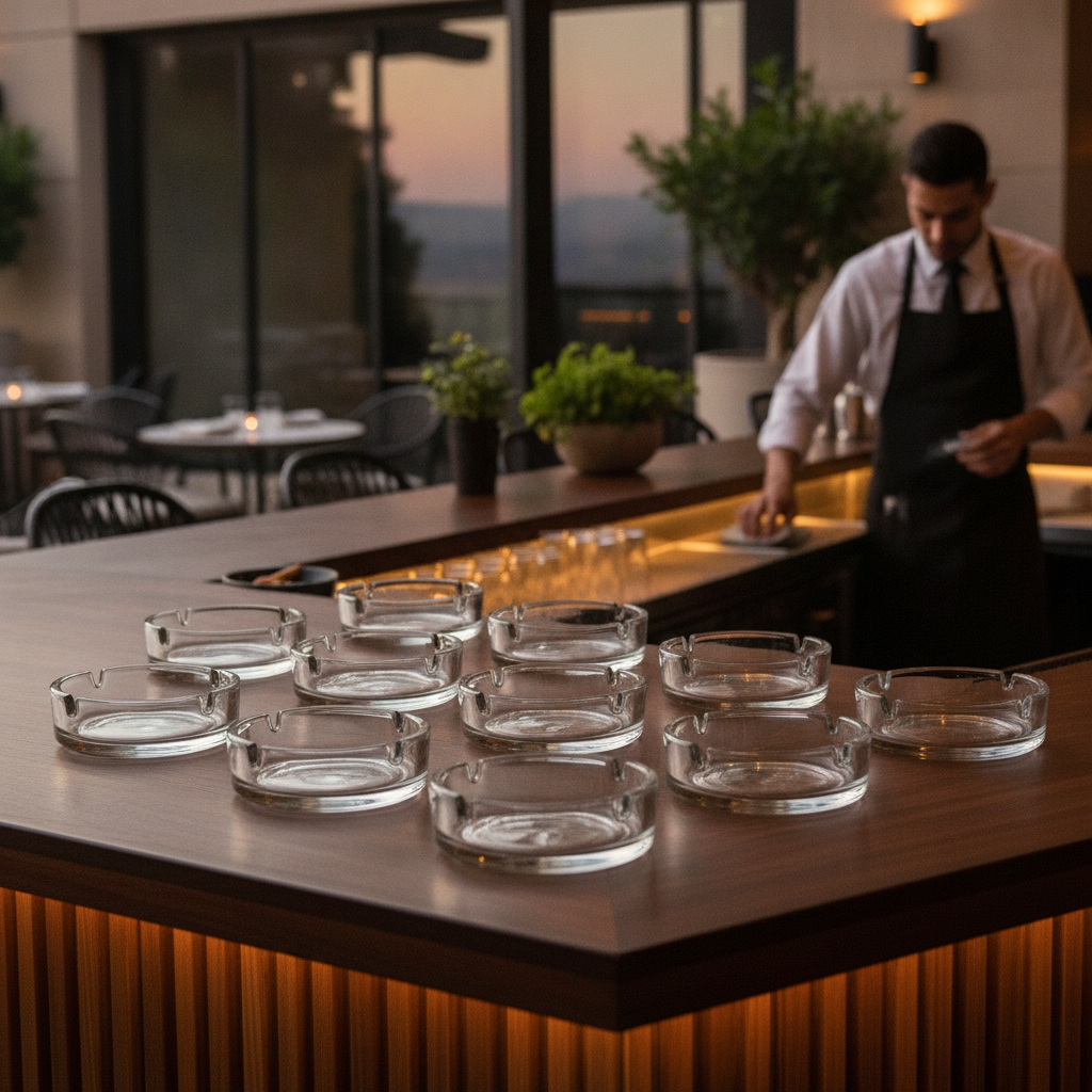 Glass Stackable Ashtrays 6.43kg for Outdoor Use (Pack of 24)