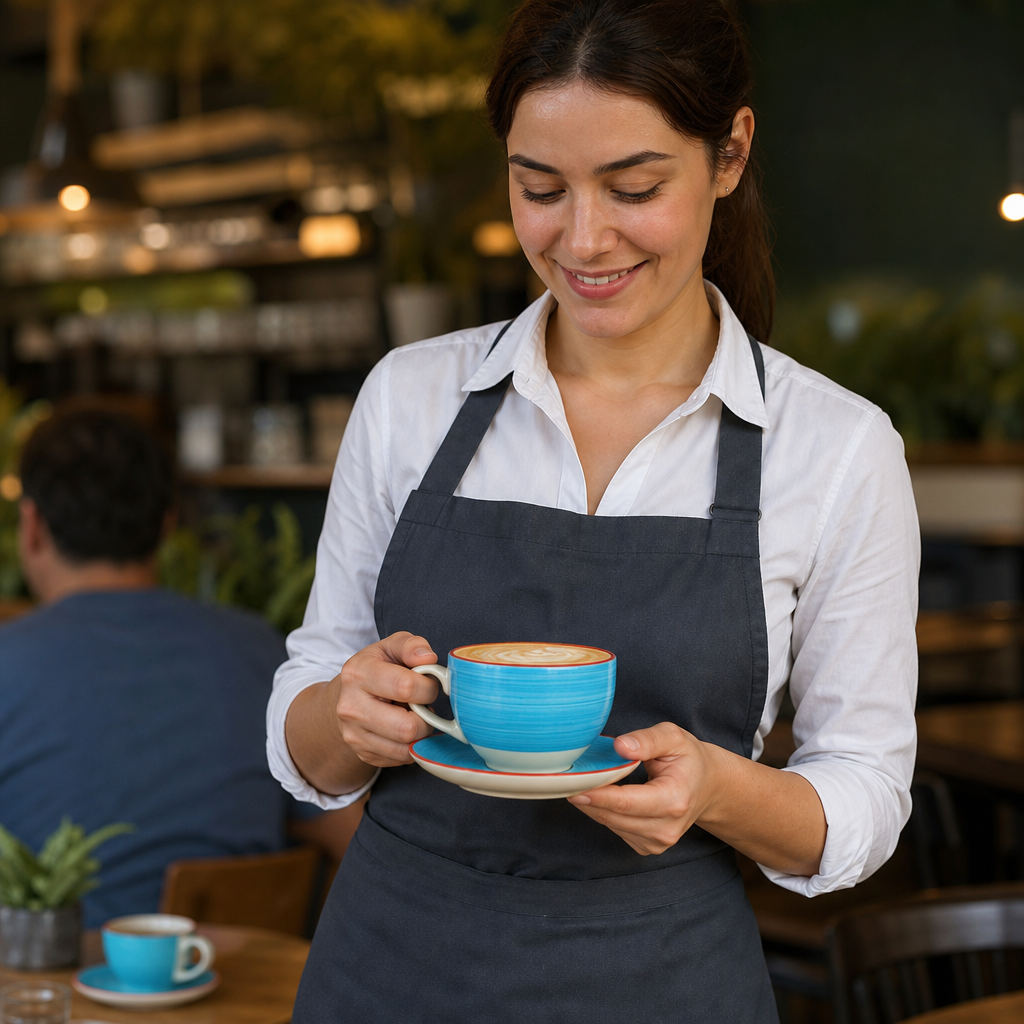 Alumina Low Cups 227ml Blue Vitrified Ceramic for Cafés (Pack of 36)