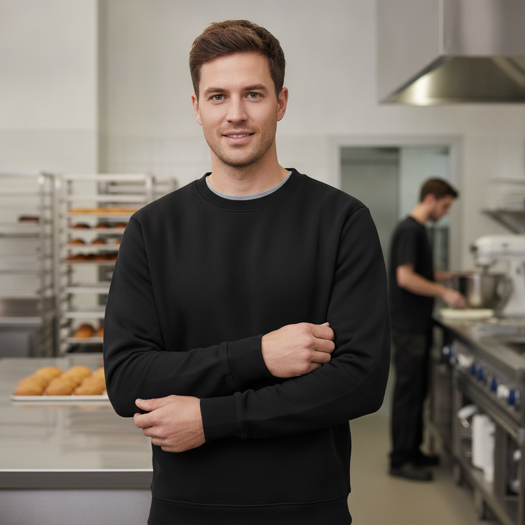 Organic Cotton Black Sweatshirt for Workwear
