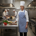 Polycotton Blue & White Checked Bib Apron for Kitchen Use