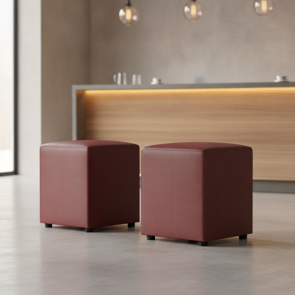 Rubber Wood Cube Bar Stools 470x420mm for Cafés & Restaurants (Pack of 2)