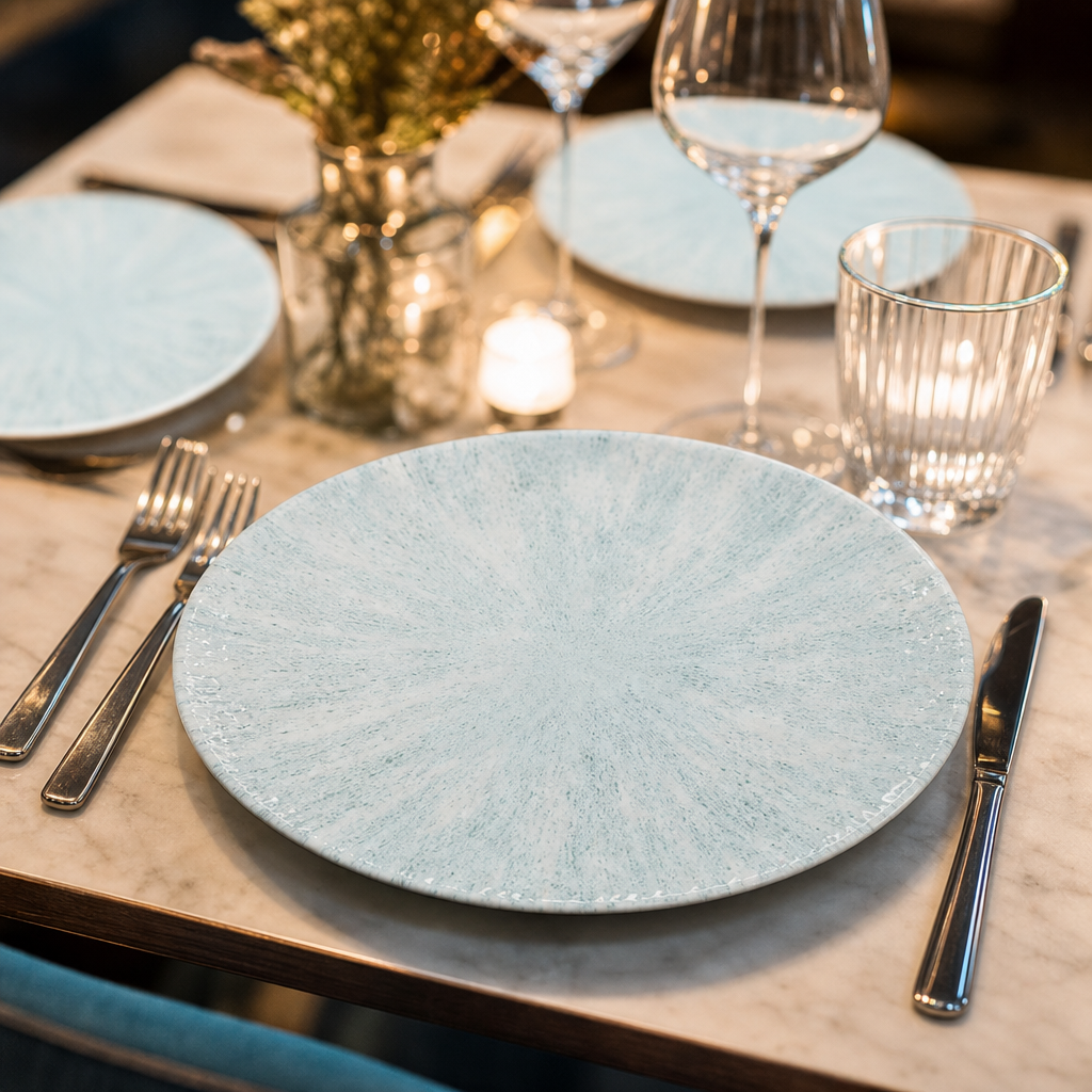 Coupe Plates Aqua Porcelain for Stylish Dining (Pack of 12)