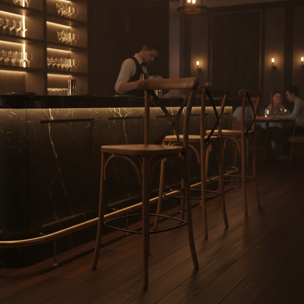 Rubber Wood Bar Chair in Brown 1180mm for Bars & Restaurants