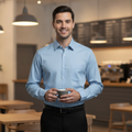 Cotton Long Sleeve Light Blue Shirt for Staff Uniforms