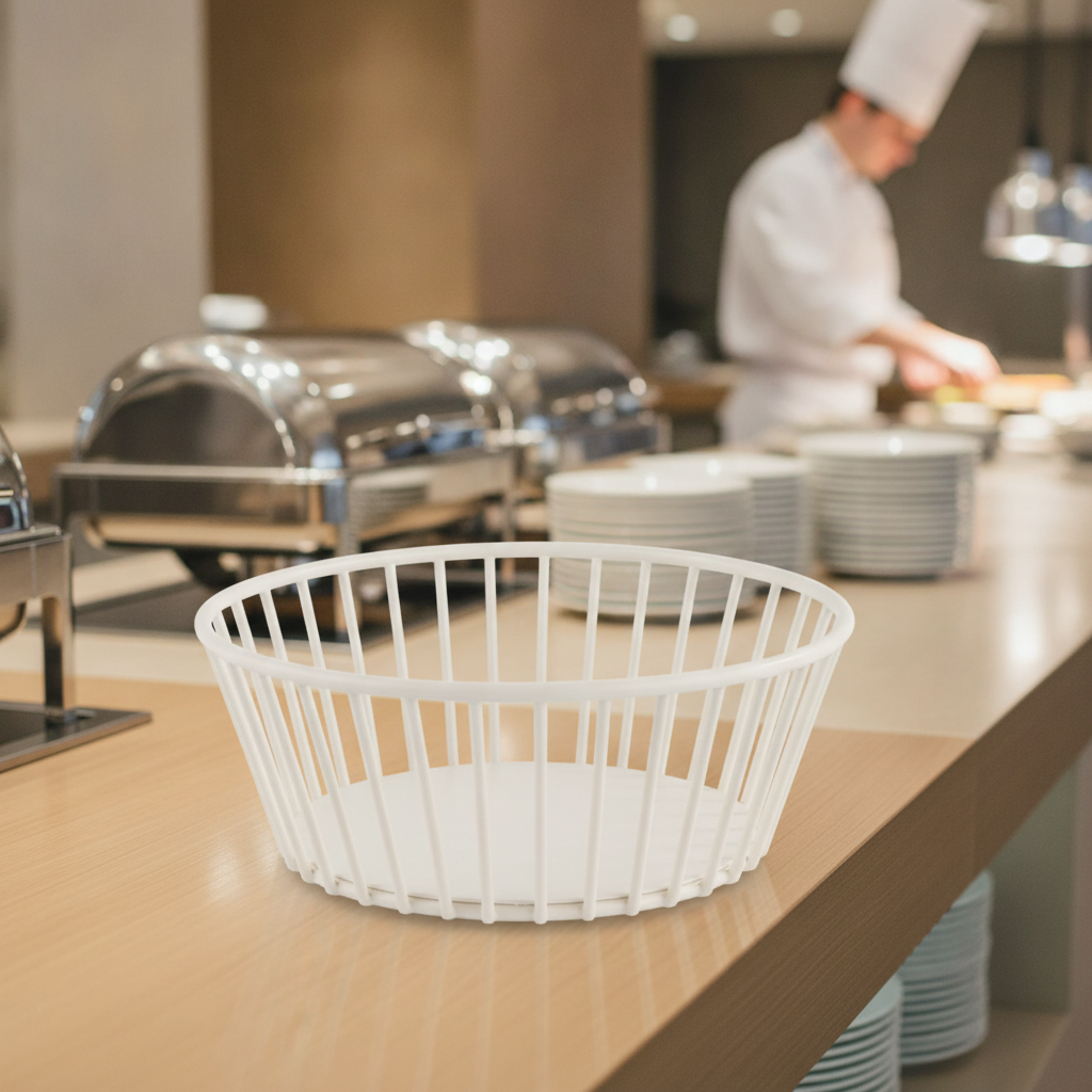 Metal White Basket 170x70mm for Kitchen & Buffet Spaces