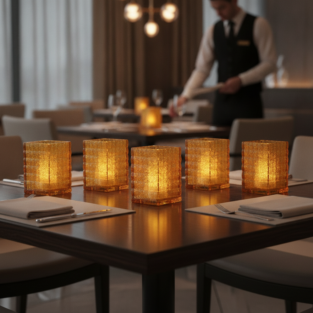 Amber Jewel Glasses Lamp 67mm for Restaurant & Event Venues (Pack of 6)