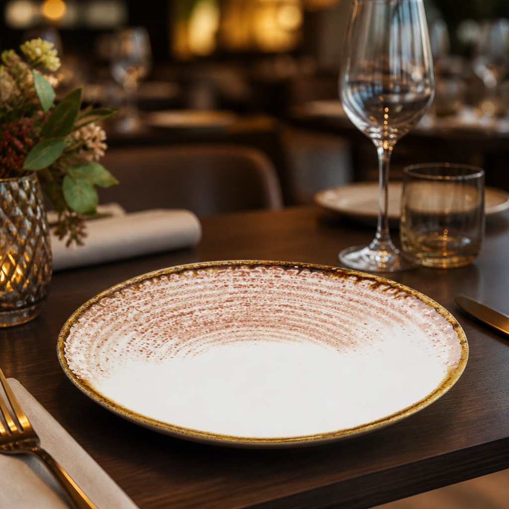 Coupe Plates 217mm Coral Ceramic for Elegant Dining (Pack of 12)