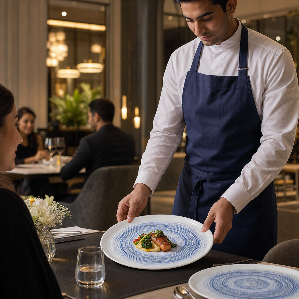 Walled Plates 261mm Vitrified Ceramic for Restaurants (Pack of 6)