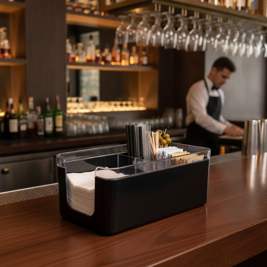 ABS Bar Caddy Black 142x103mm for Organizing Your Bar Essentials
