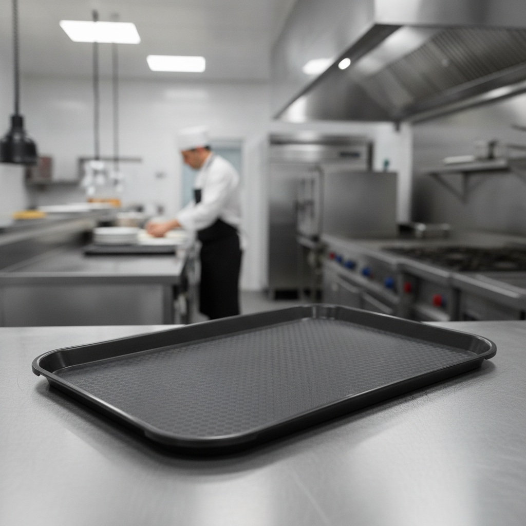 Heavy Duty Black Polypropylene Rectangular Tray 410x300mm for Catering & Hospitality