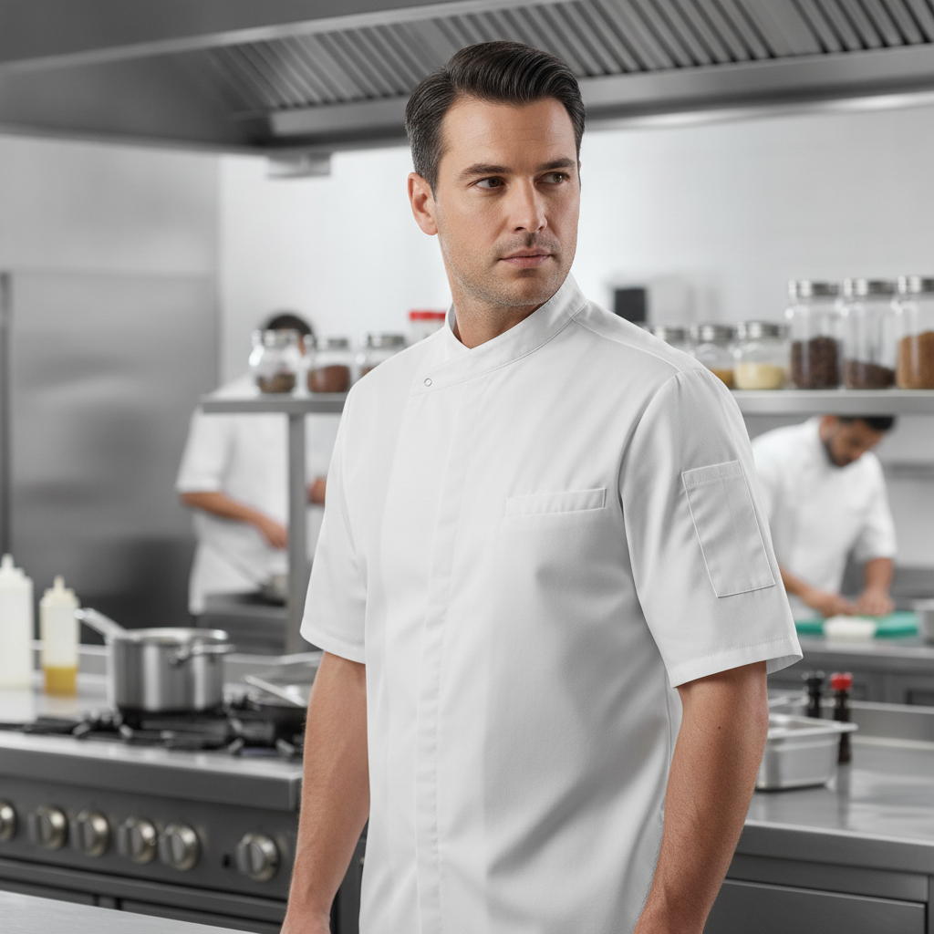 Cotton & Recycled Polyester Unisex Chef Jacket White for Professional Kitchens