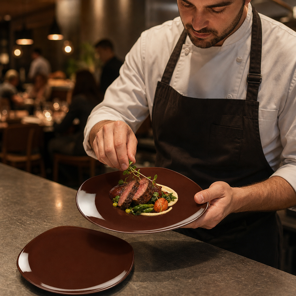 Plates 202mm Mocha Porcelain for Dining Experiences (Pack of 24)