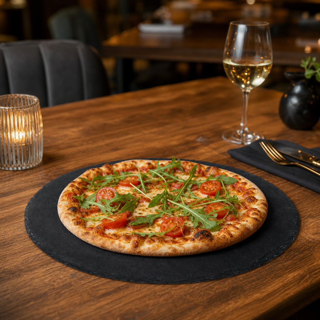 Natural Slate Round Pizza Board 330mm for Elegant Food Presentation