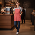 Polycotton Coral Short Bib Apron for Front of House Service