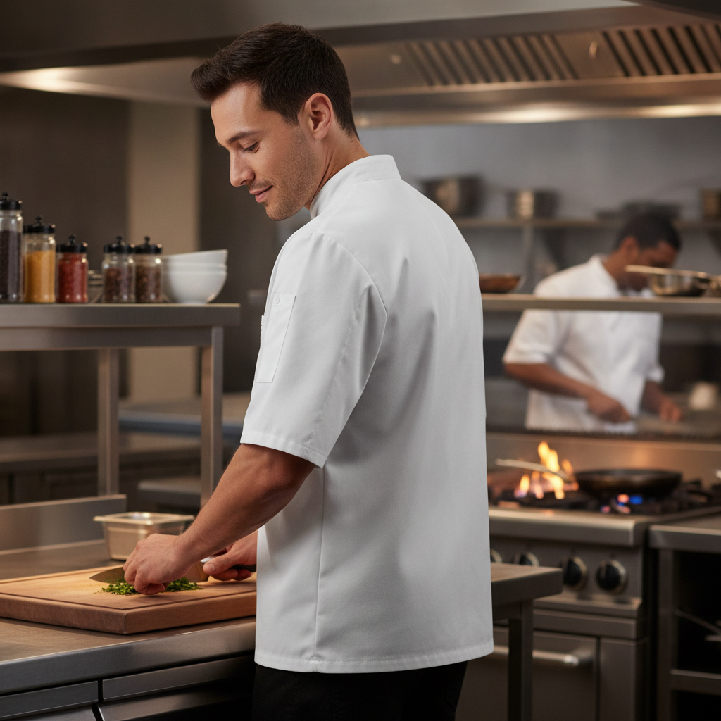 Polycotton Short Sleeve Chef Jacket White for Busy Kitchens