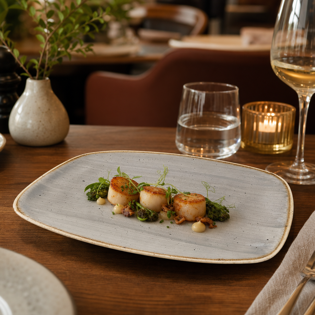 Rectangular Plates White Vitrified Ceramic for Elegant Table Settings (Pack of 12)