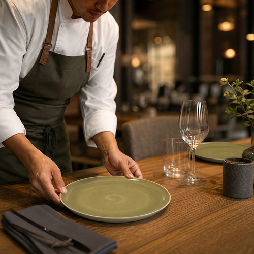Alumina Coupe Plates Olive 252.5mm Vitrified Ceramic for Casual Dining (Pack of 12)