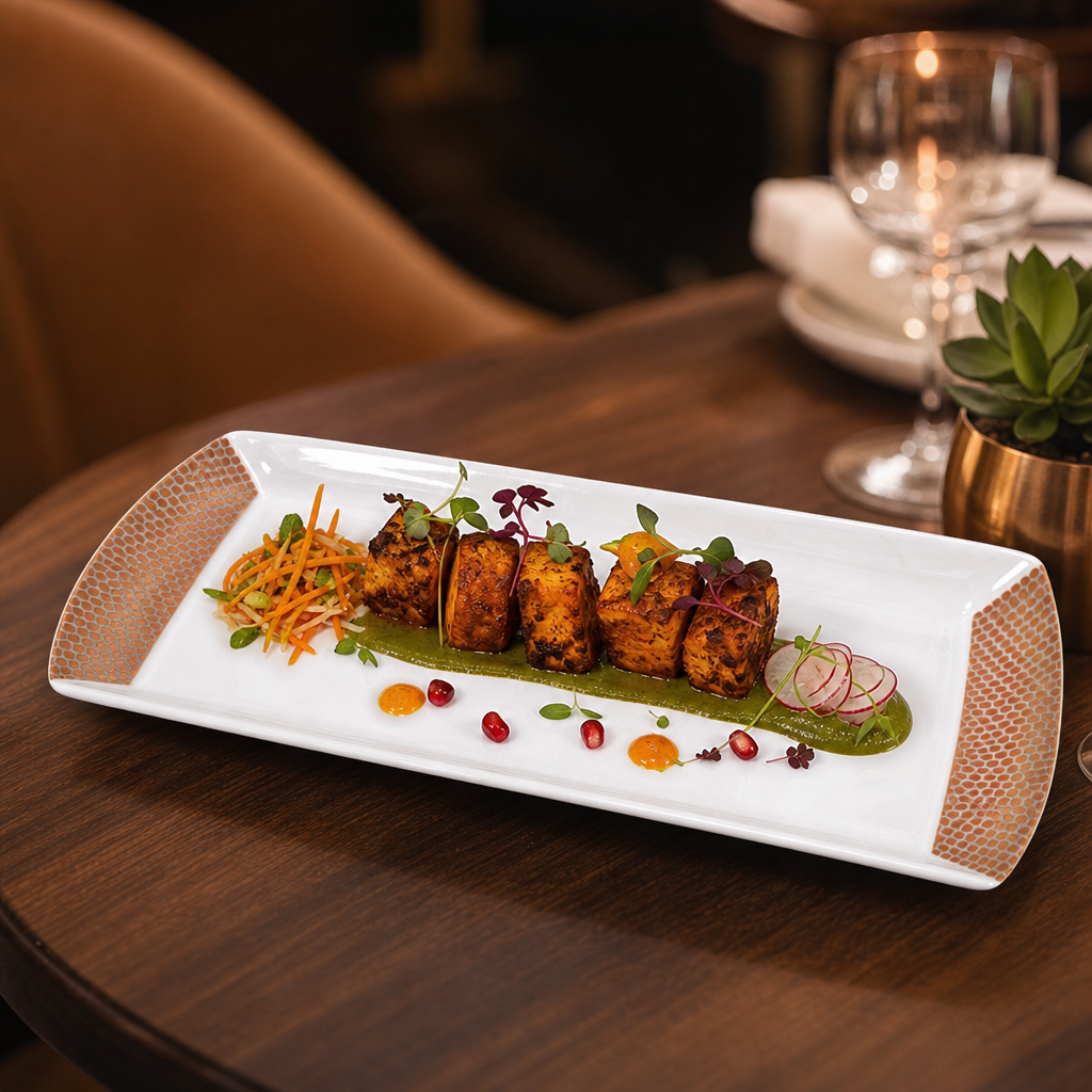 Rectangular Trays Mica Copper Bone China for Elegant Serving (Pack of 12)