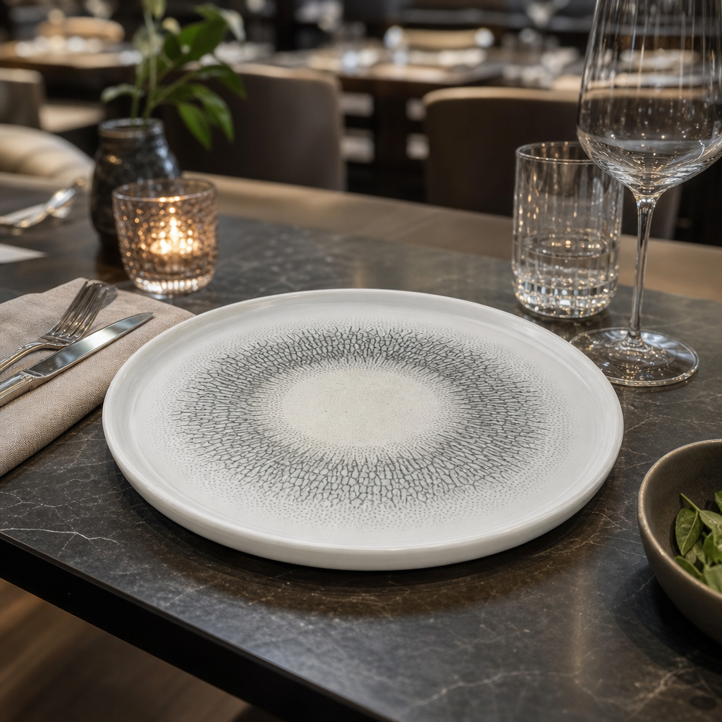 Walled Plates 210mm Grey Ceramic for Restaurants & Catering (Pack of 6)