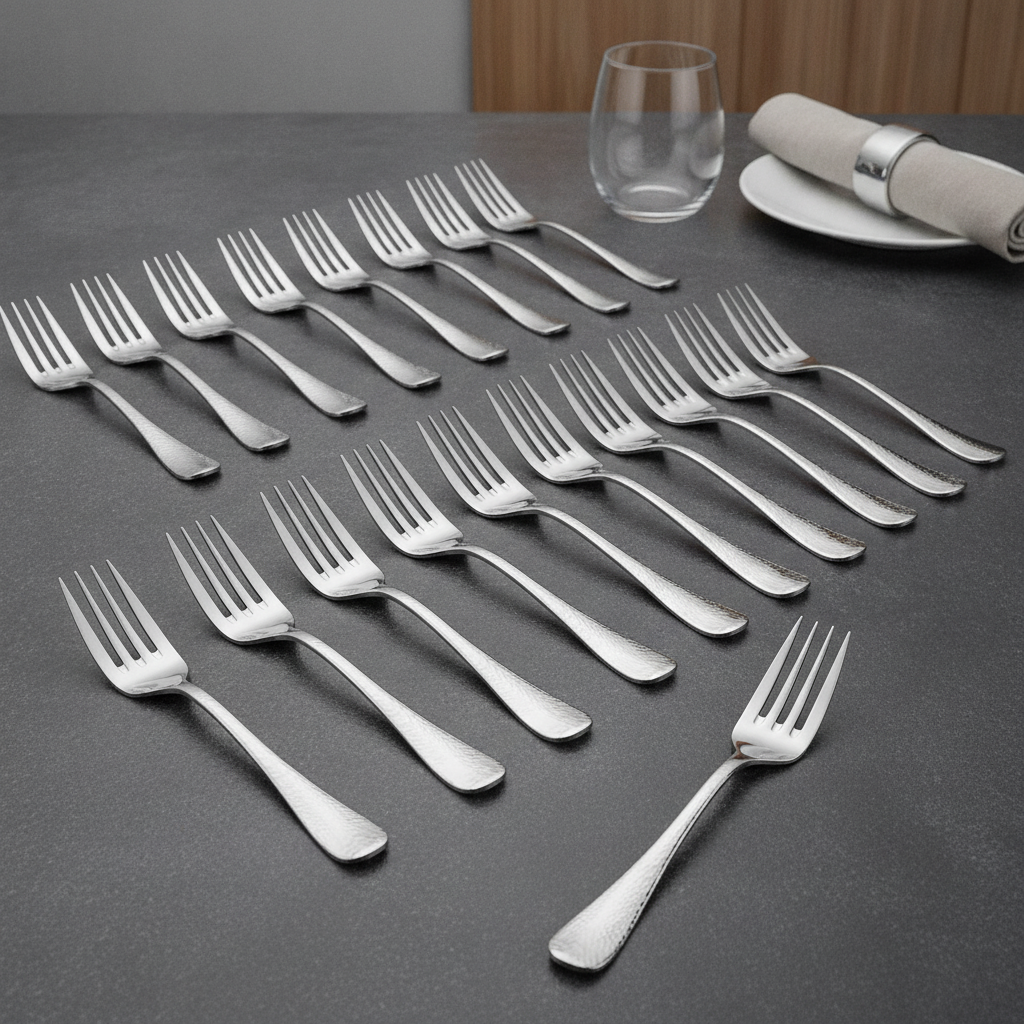 18/10 Stainless Steel Hammered Table Forks for Restaurants (Pack of 12)