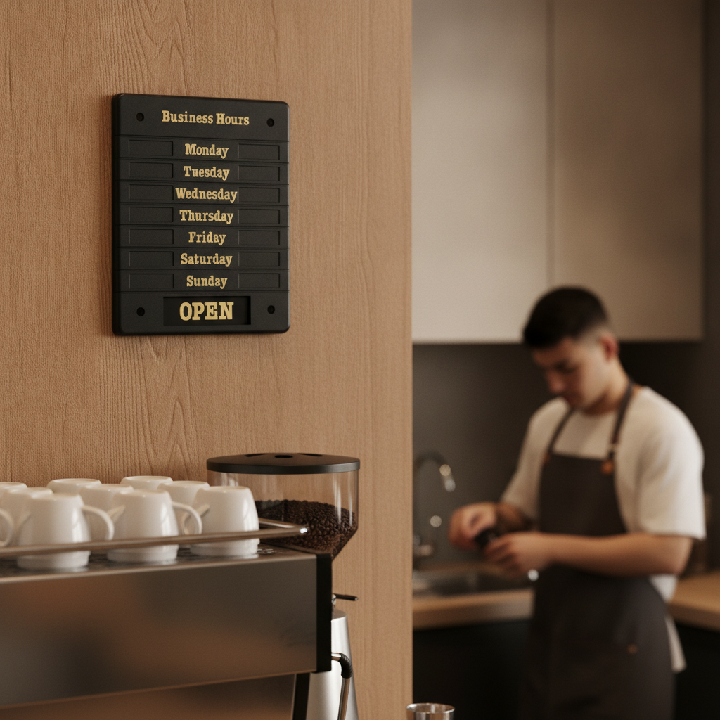 Plastic Adjustable Opening Hours Display for Business Use