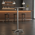 Stainless Steel and Aluminium Round Flip Top Poseur Table 600mm for Bars & Pubs