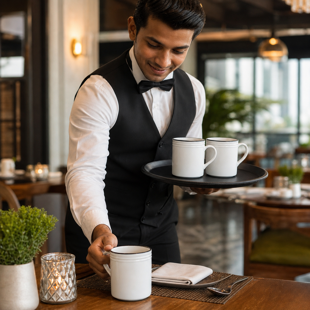 Mugs 285ml Black Ceramic for Dining Experience (Pack of 12)