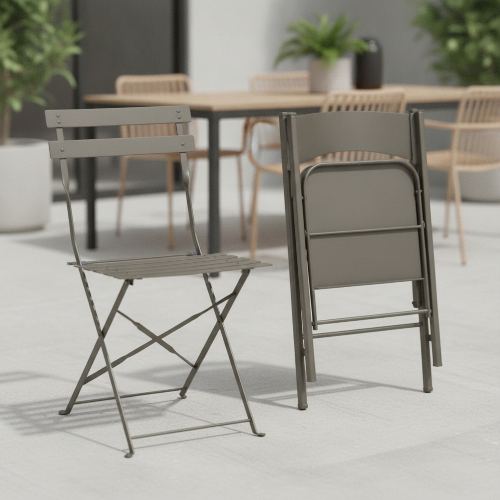 Metal Grey Folding Chairs 800x387mm for Indoor & Outdoor Use (Pack of 2)