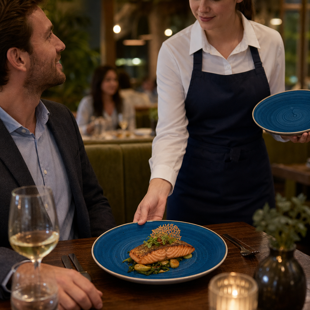 Blue Coupe Plates 260mm Brown Vitrified Ceramic for Dining (Pack of 12)