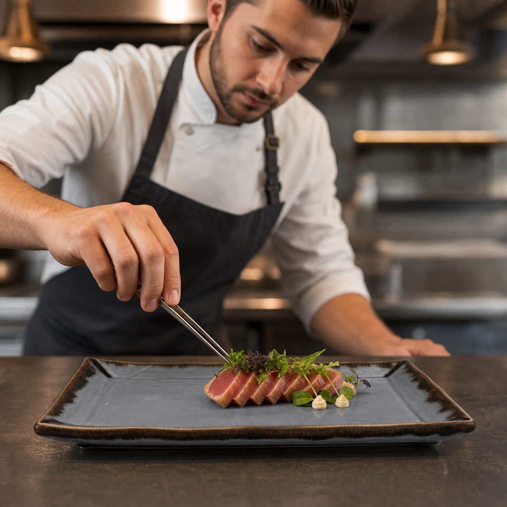 Hand-Finished Rectangular Trays Grey Porcelain for Hospitality (Pack of 6)