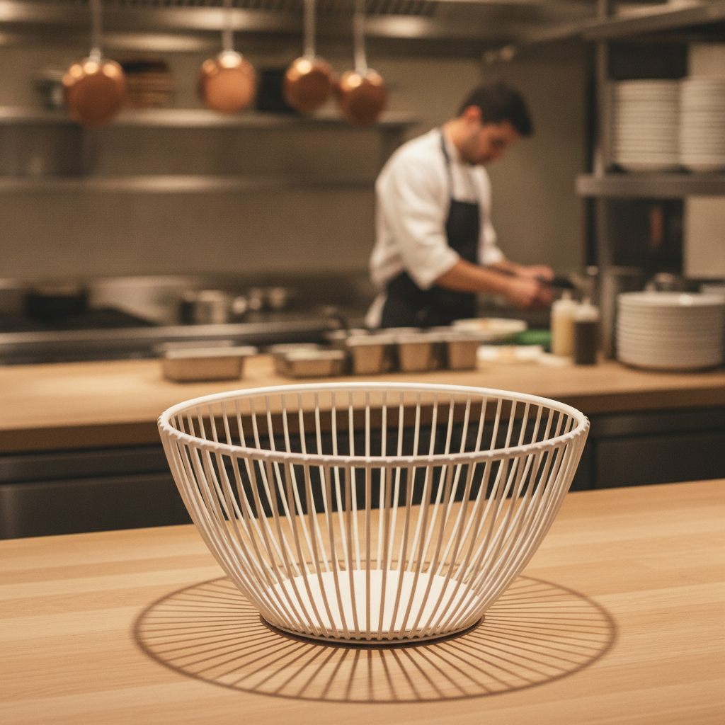 Metal White Basket 175mm for Kitchen and Buffet Spaces