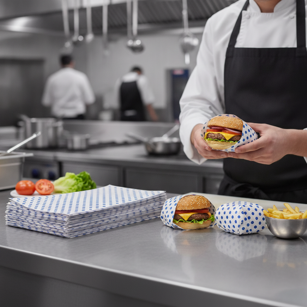 Grease-Resistant Paper Burger Wraps 250x350mm for Food Service (Pack of 200)