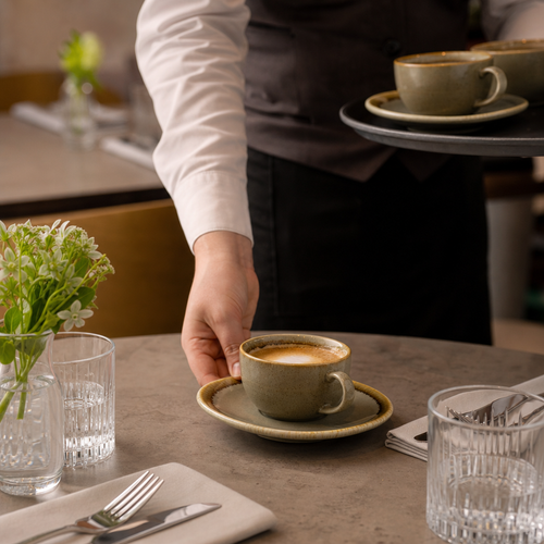 Cappuccino Saucers Moss 140mm Porcelain for Modern Table Settings (Pack of 6)