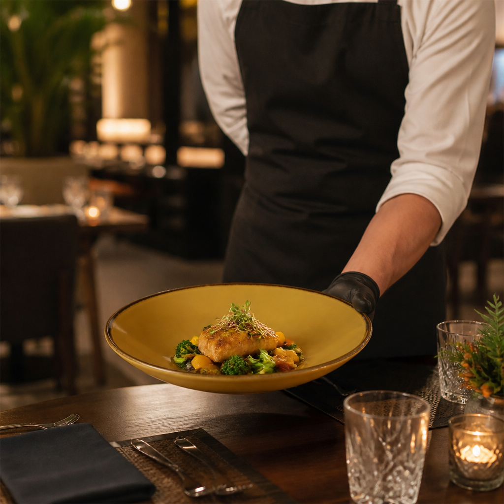 Deep Coupe Plates 255mm Mustard Porcelain for Dining (Pack of 12)