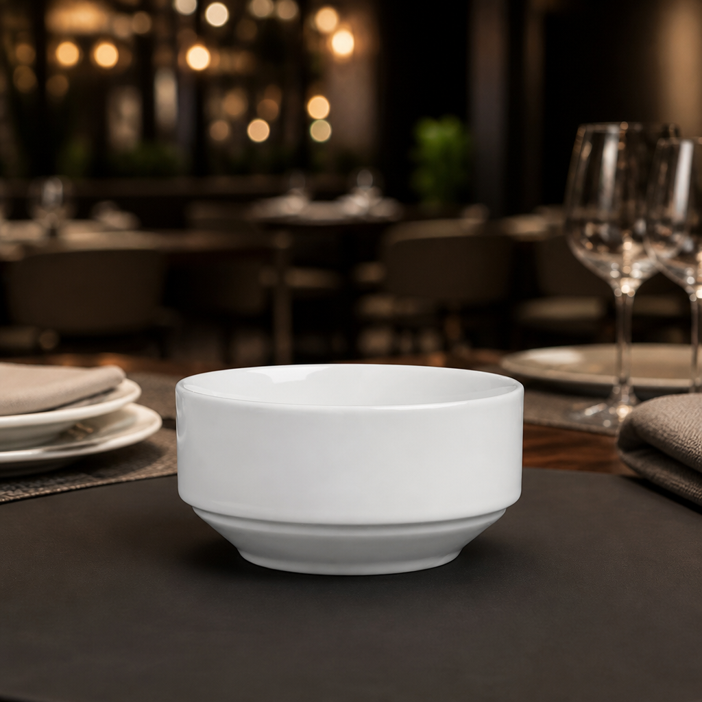 Stackable Porcelain Soup Bowls 110mm for Large Events