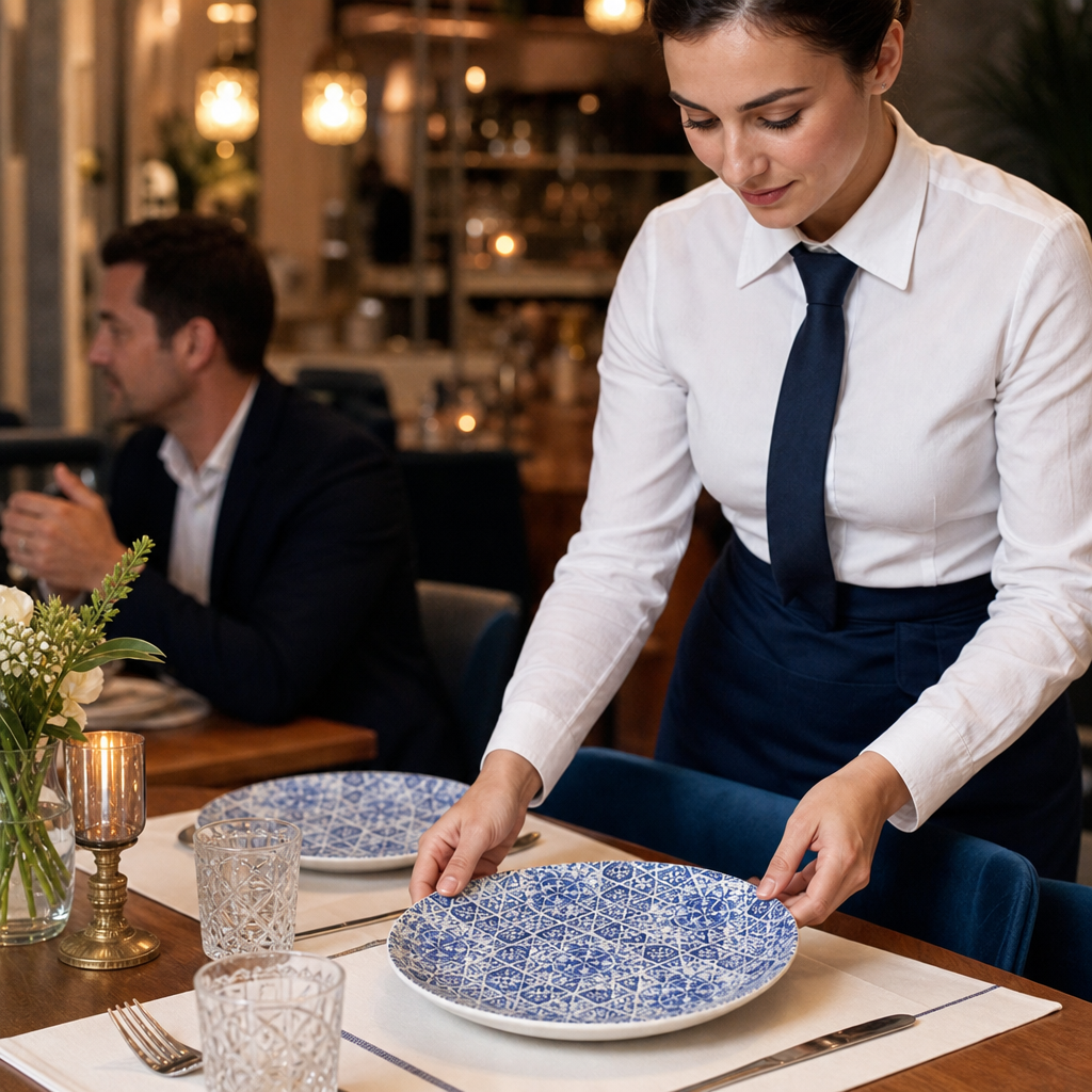 Coupe Plates Finest Vitrified 270mm Blue Ceramic for Dining (Pack of 12)
