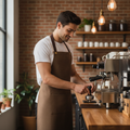 Cotton Denim Bib Apron Tan for Artisan Cafés & Bistros