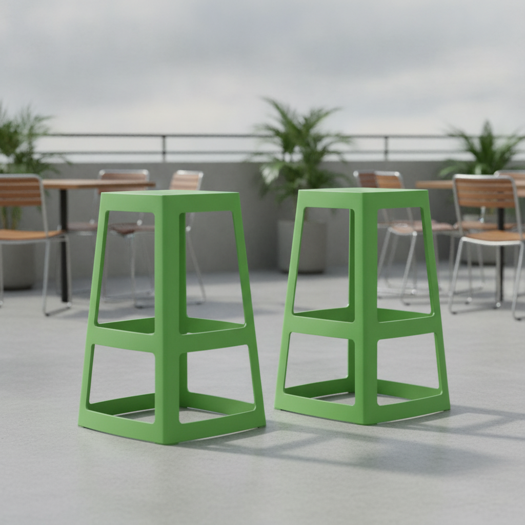 Polypropylene High Stools Green 750x440mm for Indoor & Outdoor Use (Pack of 2)