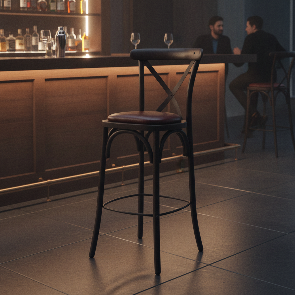 Rubber Wood Bar Chair with Padded Seat 1180mm for Stylish Bars