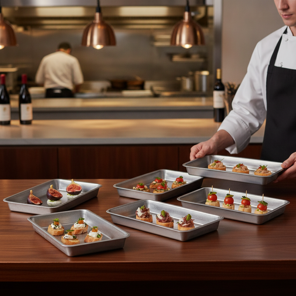 Stainless Steel Vintage Trays 230x165mm for Dining (Pack of 6)