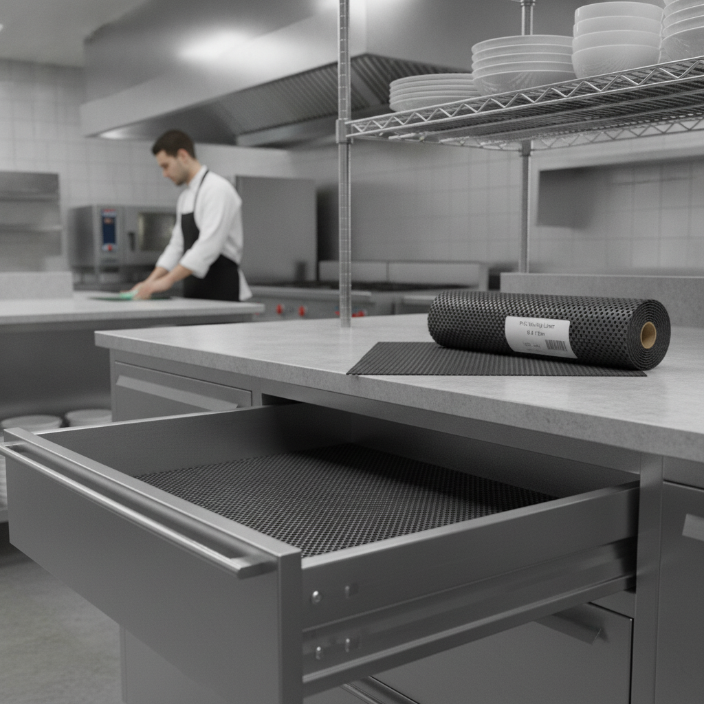 PVC Non-Slip Drawer and Shelf Liner 0.6 x 10m for Kitchen Use
