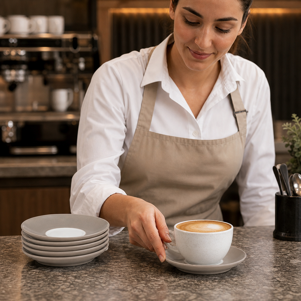 Saucers 155mm Smoke Grey Porcelain for Stylish Hot Drinks (Pack of 6)